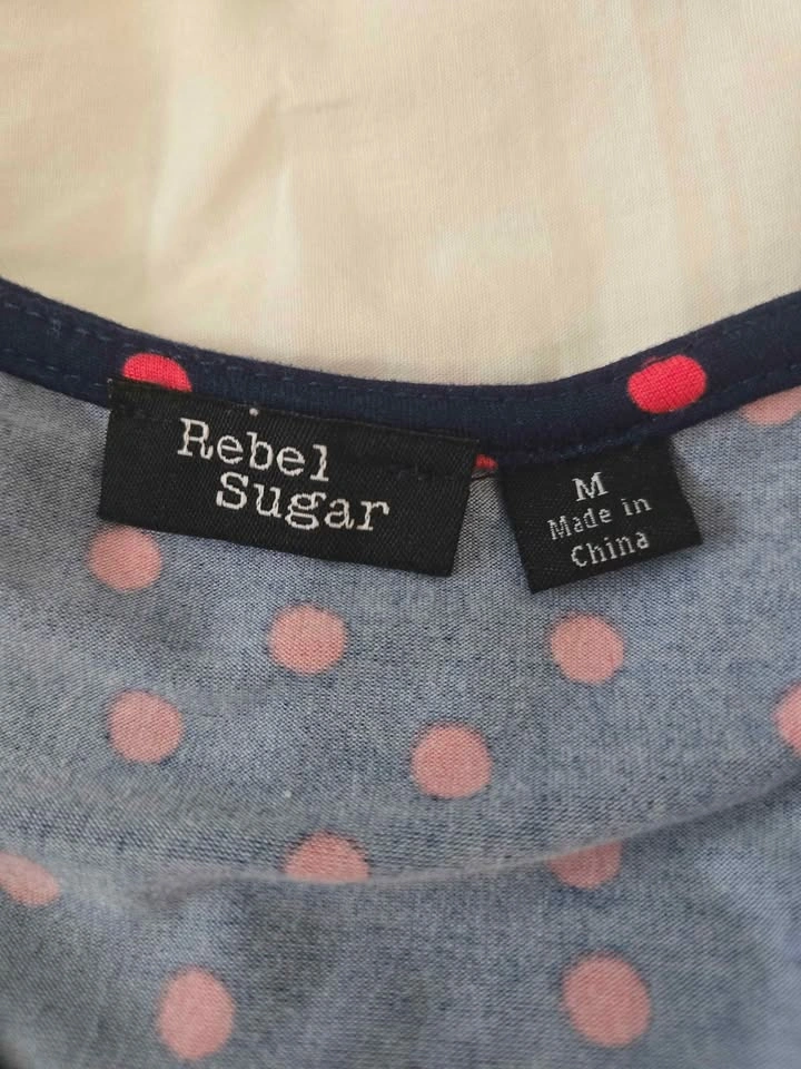 Rebel Sugar Navy Red Polka Dot Wrap Dress M - photo 3
