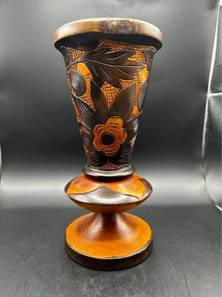 Hand carved wooden vase - photo 2