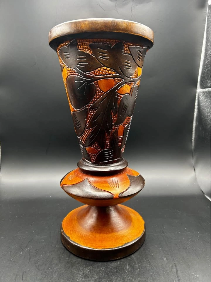 Hand carved wooden vase - photo 3