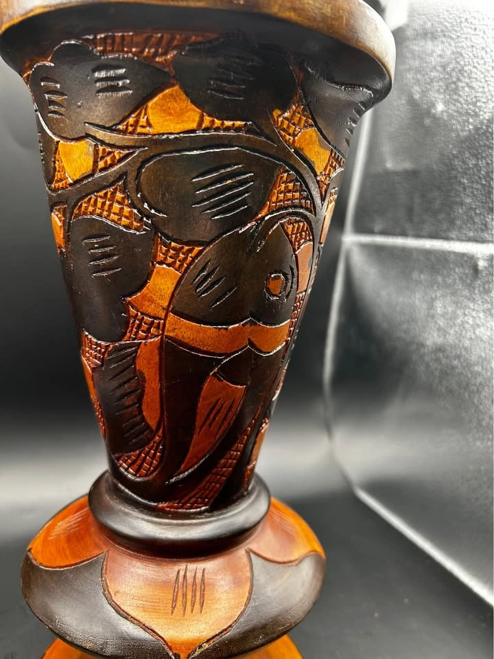 Hand carved wooden vase - photo 4