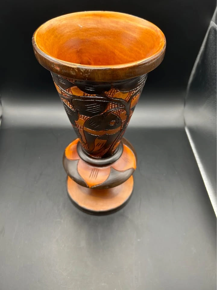 Hand carved wooden vase - photo 5