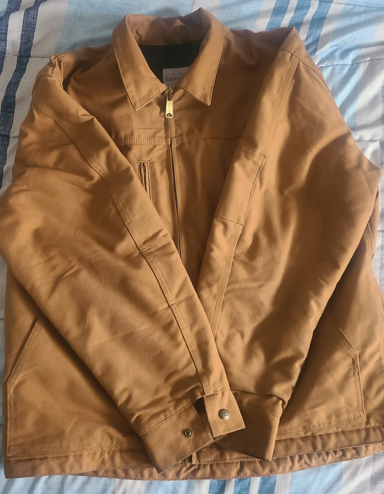Carhartt Men's Vintage Jacket Brown Full-Zip, Collared, Size Lar