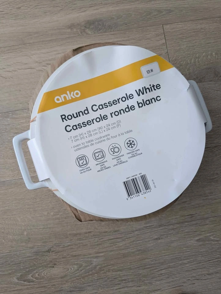 Anko Round White Casserole Dish