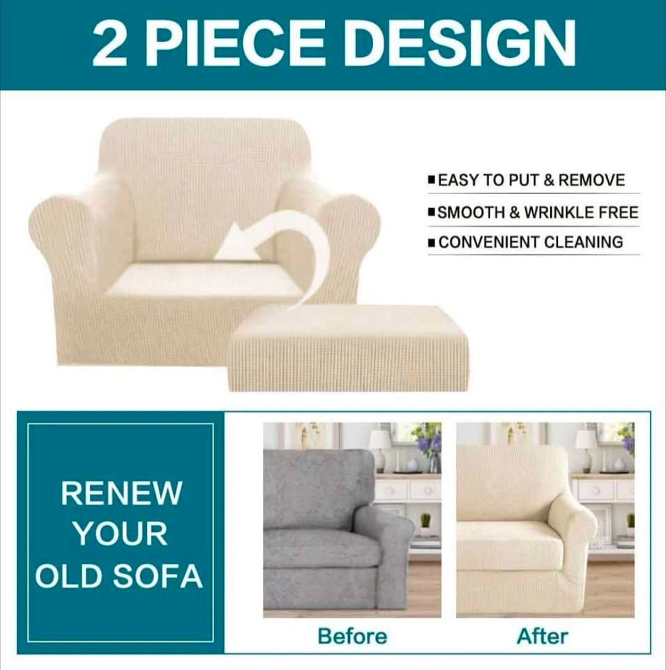Sofa Cover 2-Piece Armchair Cream Color - photo 2