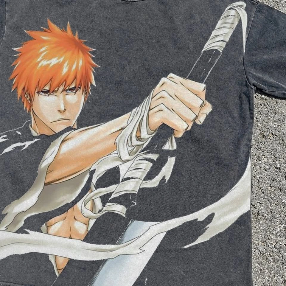 Oversized Bleach Anime Streetwear Ichigo Bankai T-Shirt - photo 2