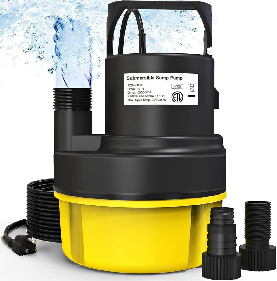 1.5HP Submersible Sump Pump 3800GPH w/ Auto On/Off