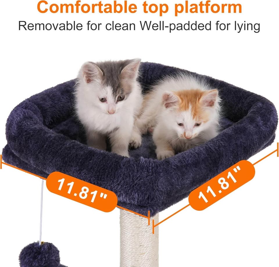 43.3 inch Gray Cat Tree Tower with Hammock - photo 3