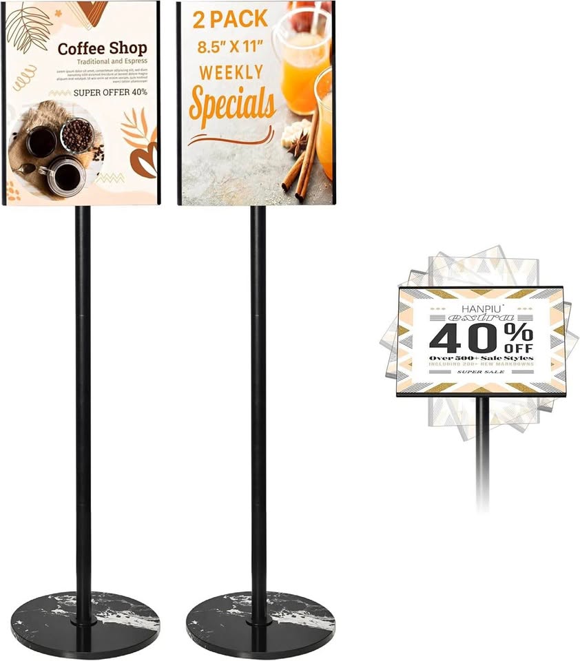 Adjustable Rotating Sign Holder – 8.5 x 11" 2-Pack