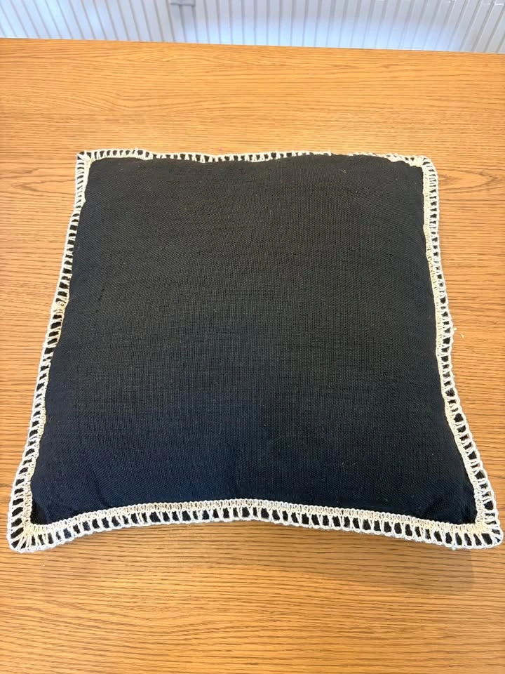 Black Patio Pillows with White Trim (4 Pillows) - photo 2