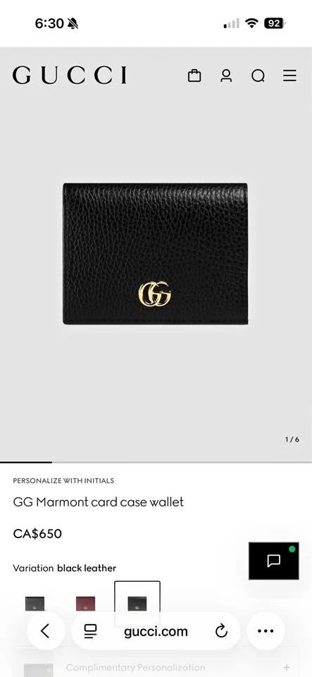 Gucci GG Marmont card case wallet black