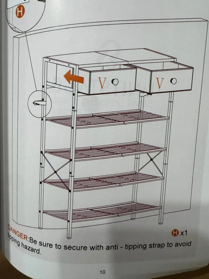 5-Tier Shoe Rack with Wooden Top & 2 Drawers image indicator(4)