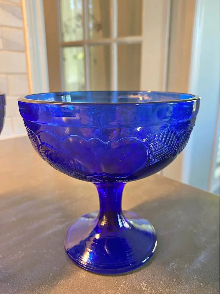Cobalt blue glass compote