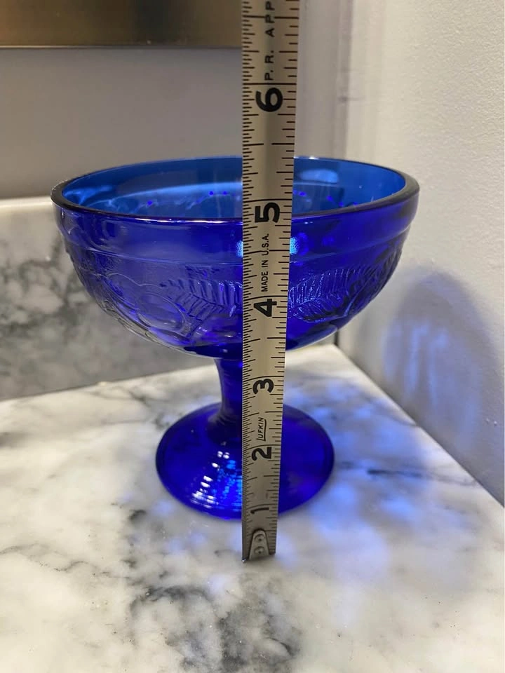 Cobalt blue glass compote - photo 3