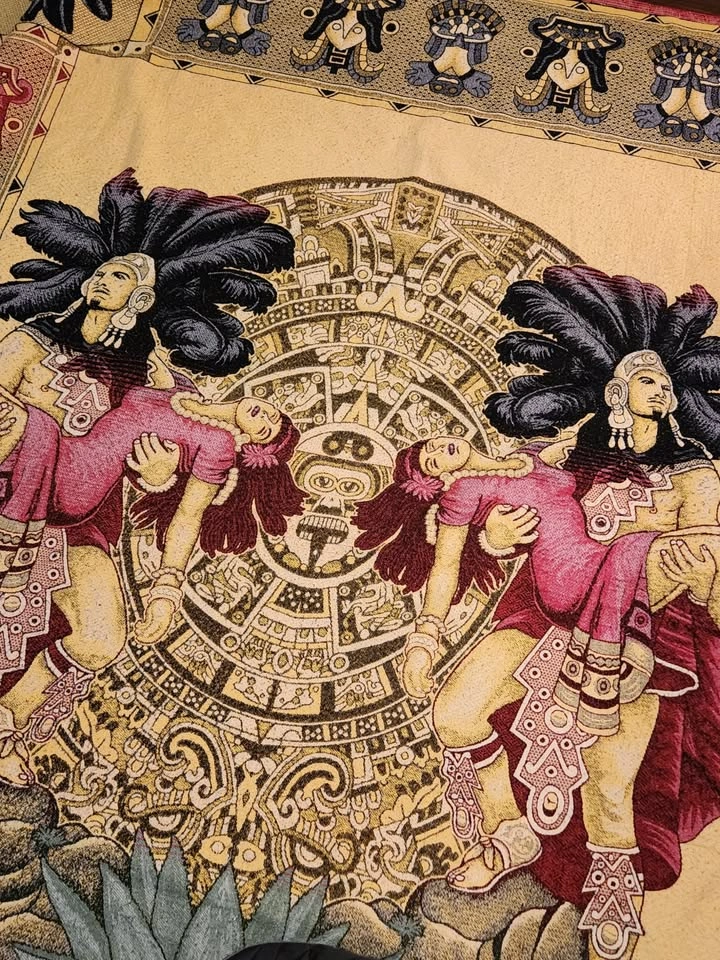 Large Aztec Scene Blanket or Wall Hanging - photo 3