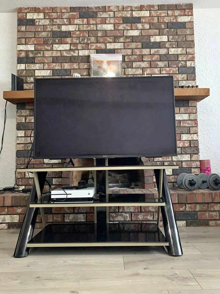 TV Stand 3-Tier Glass Stand Set with TV Mount