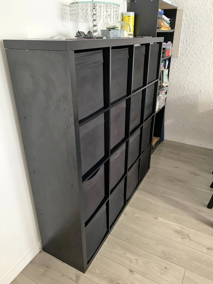 Storage Shelf 16-Cube Organizer with Fabric Bins