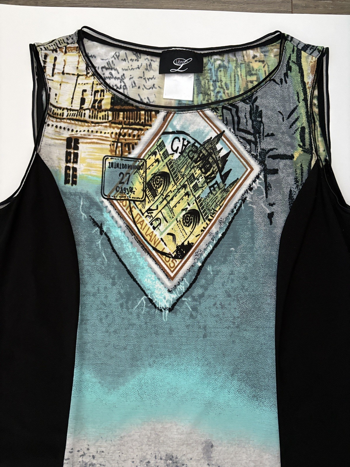 Libra Artsy Graphic Travel Print Sleeveless Tunic Mini Dress Siz - photo 4