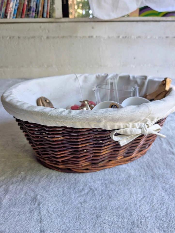 Vintage Treasure Basket with Decor and Trinkets