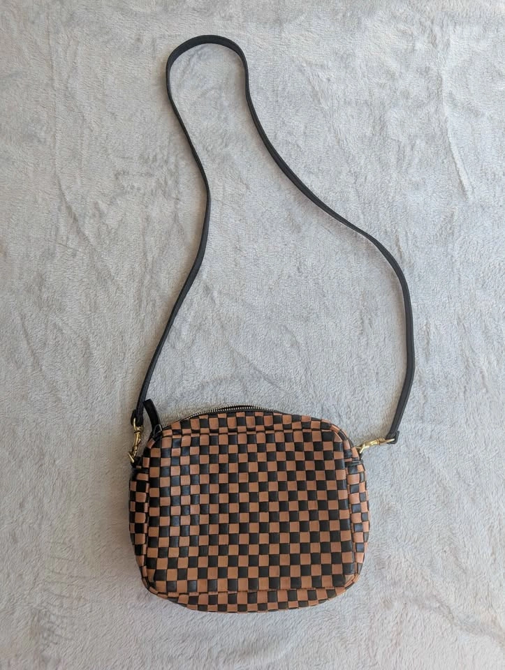 Clare V. Los Angeles Checker leather tan black bag - photo 3