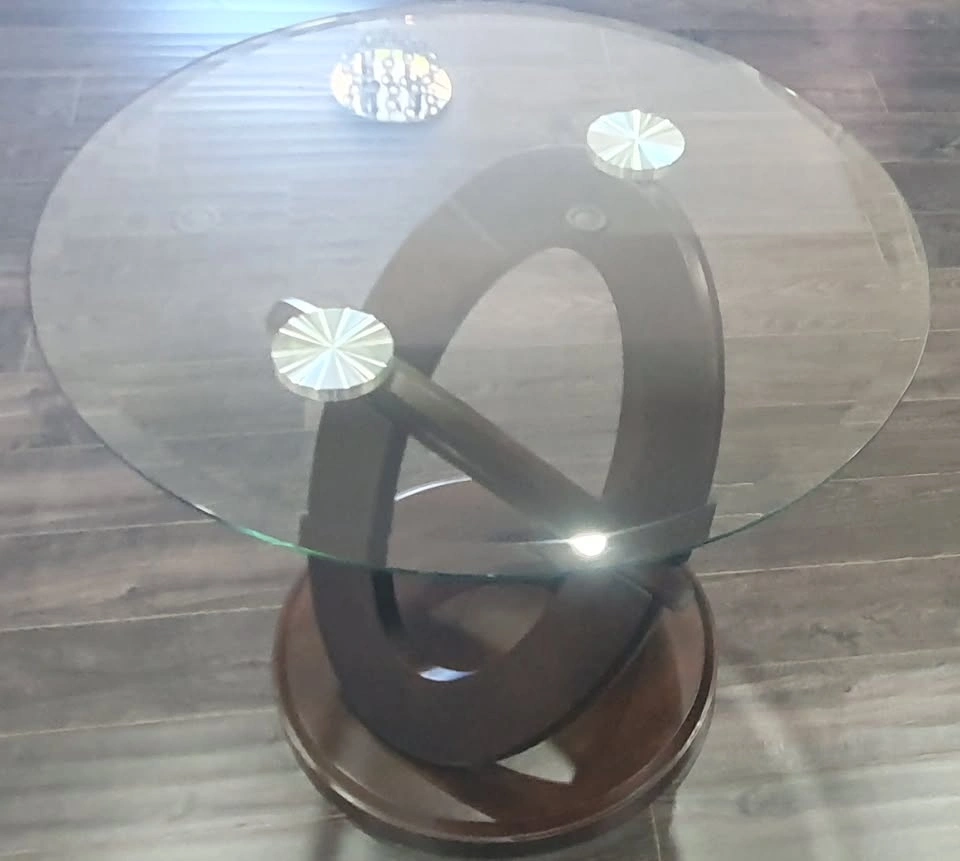 Leon’s Atomic 26" Glass End Table – Brown Cherry - photo 2