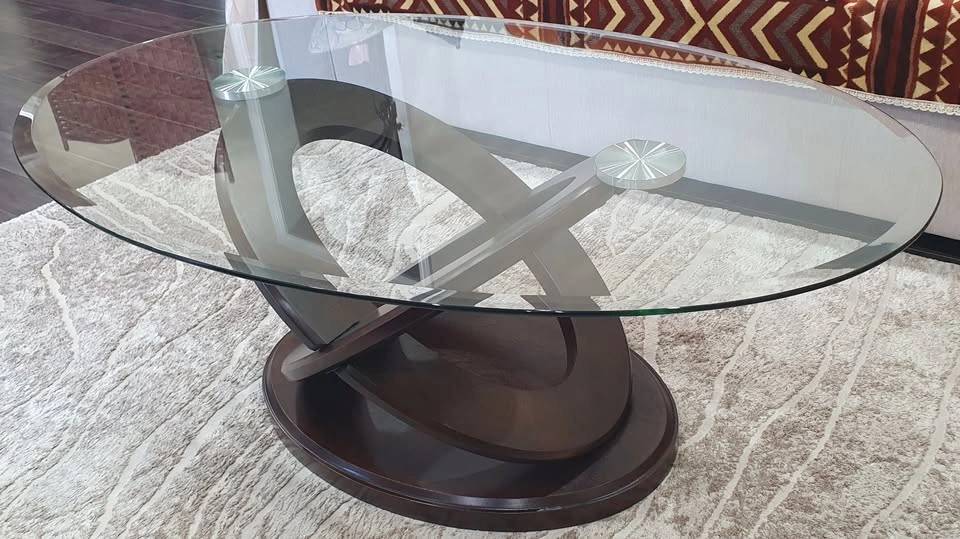 Leon’s Atomic 48" Glass Coffee Table – Brown Cherry - photo 2