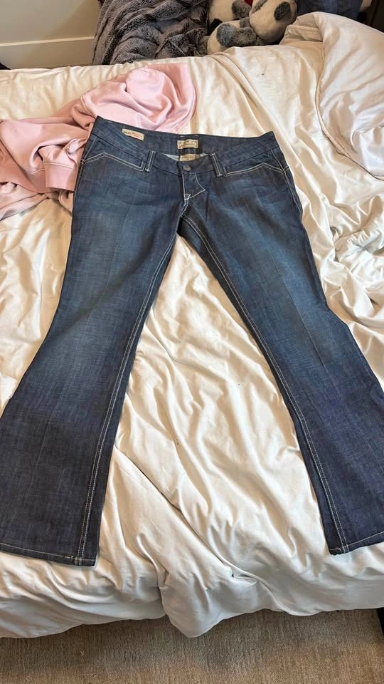 Blue Ultra Low Flare Jeans