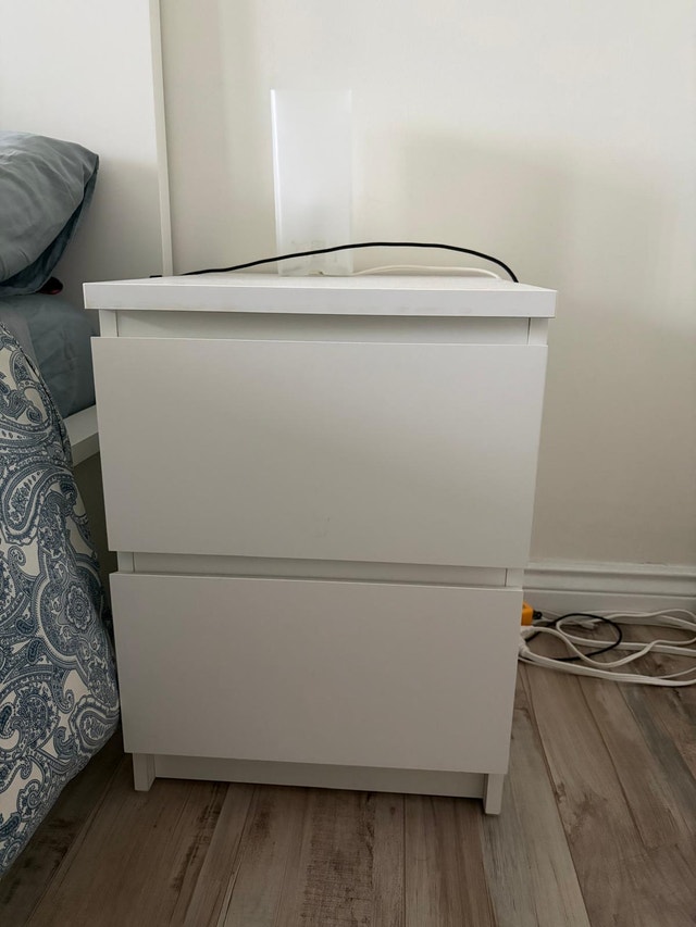 Pair of White IKEA MALM 2-Drawer Nightstands