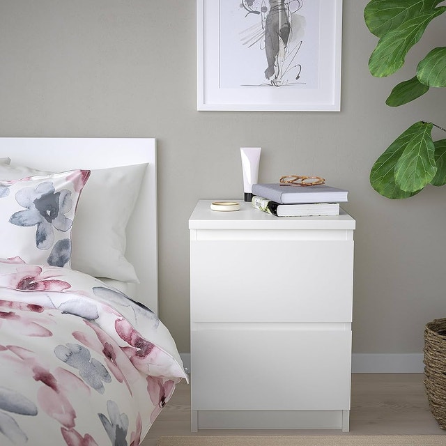 Pair of White IKEA MALM 2-Drawer Nightstands - photo 2