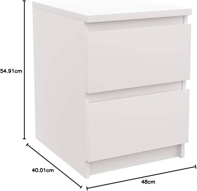 Pair of White IKEA MALM 2-Drawer Nightstands - photo 3