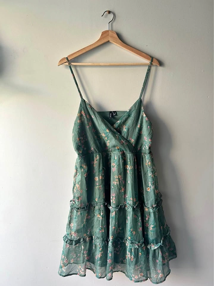 Vero Moda Designer Green Floral Summer Sundress Size Medium