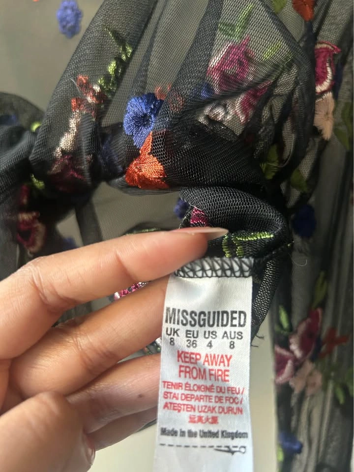 Missguided Sheer Black Embroidered Floral Witchy Top - photo 3