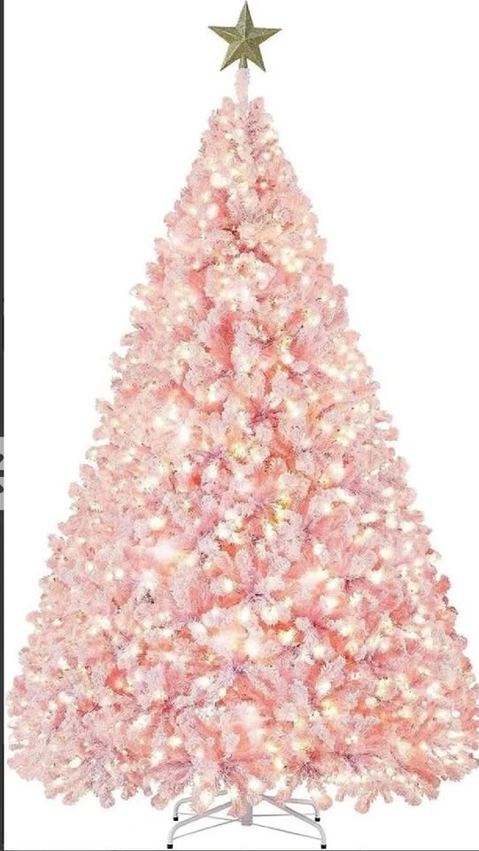 New- 6.5’ Pink Flocked Christmas tree with Decorations