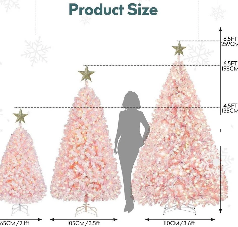 New- 6.5’ Pink Flocked Christmas tree with Decorations - photo 3