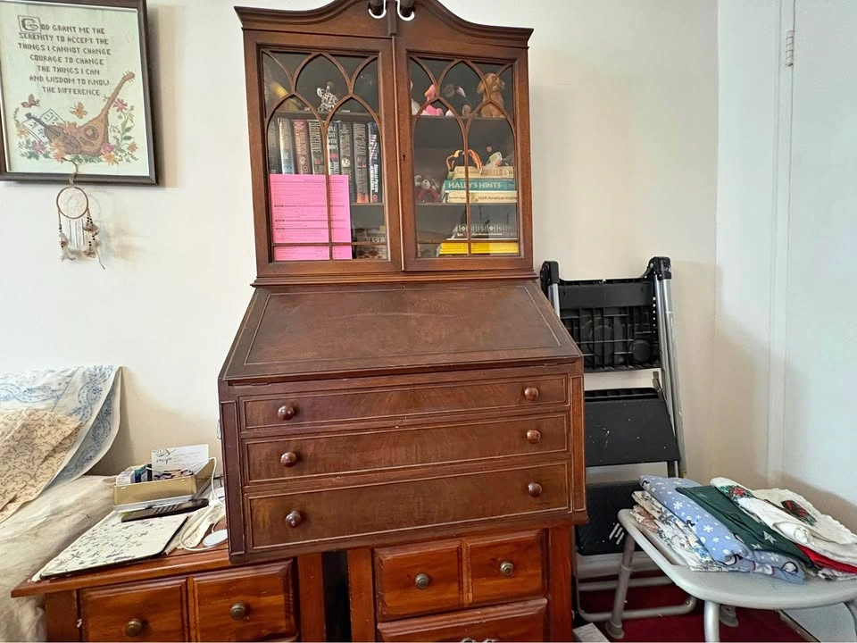 Vintage Mahogany Secretary Desk with Hutch