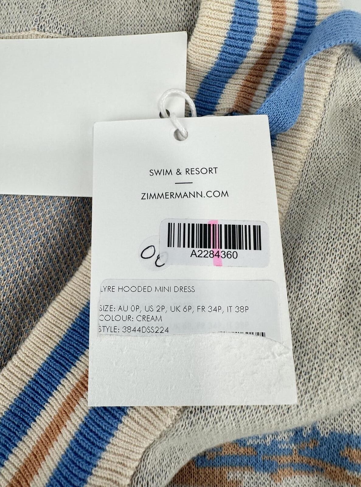 Zimmermann Lyre Hooded Knit Mini Dress Cream 0P | NWT - photo 4