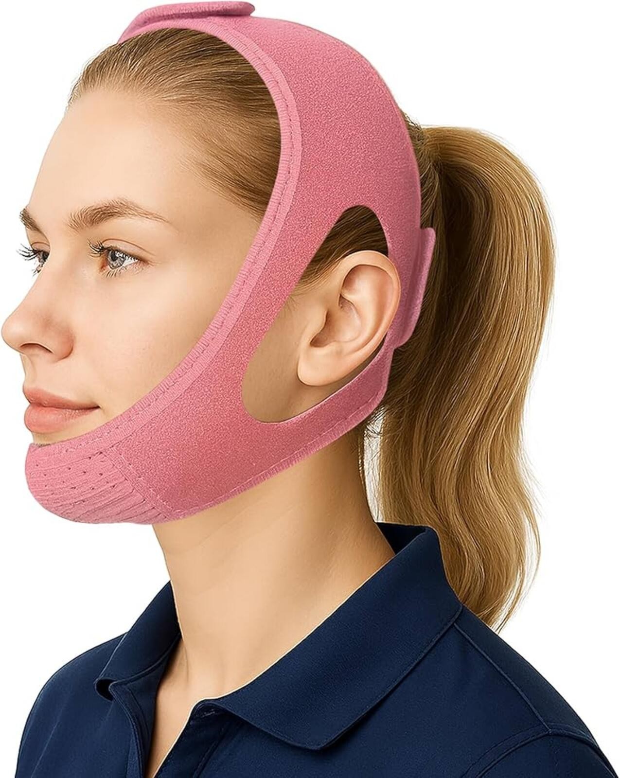 Pidoti Chin Strap Sleep Support Mouth Closure Strap Pink L-XL