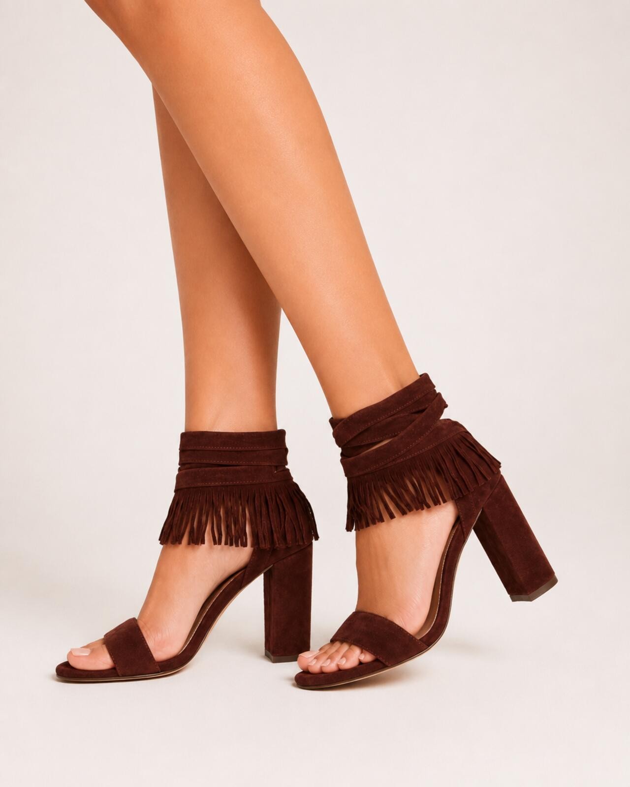 Gianvito Rossi Geri Fringe Suede Sandals Chocolate Brown EU 36 - photo 2
