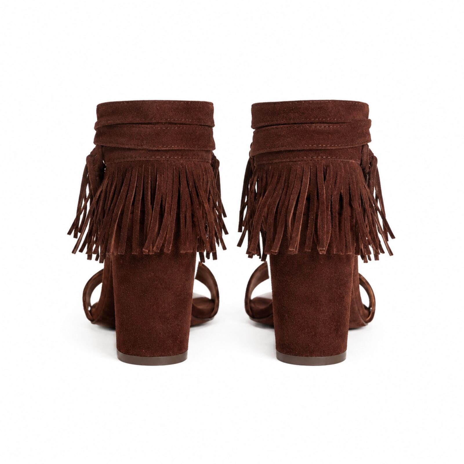 Gianvito Rossi Geri Fringe Suede Sandals Chocolate Brown EU 36 - photo 3