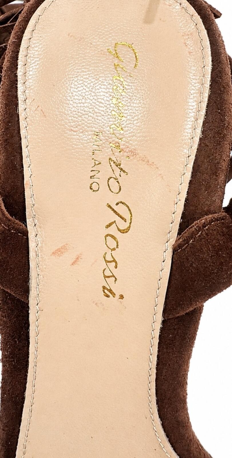 Gianvito Rossi Geri Fringe Suede Sandals Chocolate Brown EU 36 - photo 5