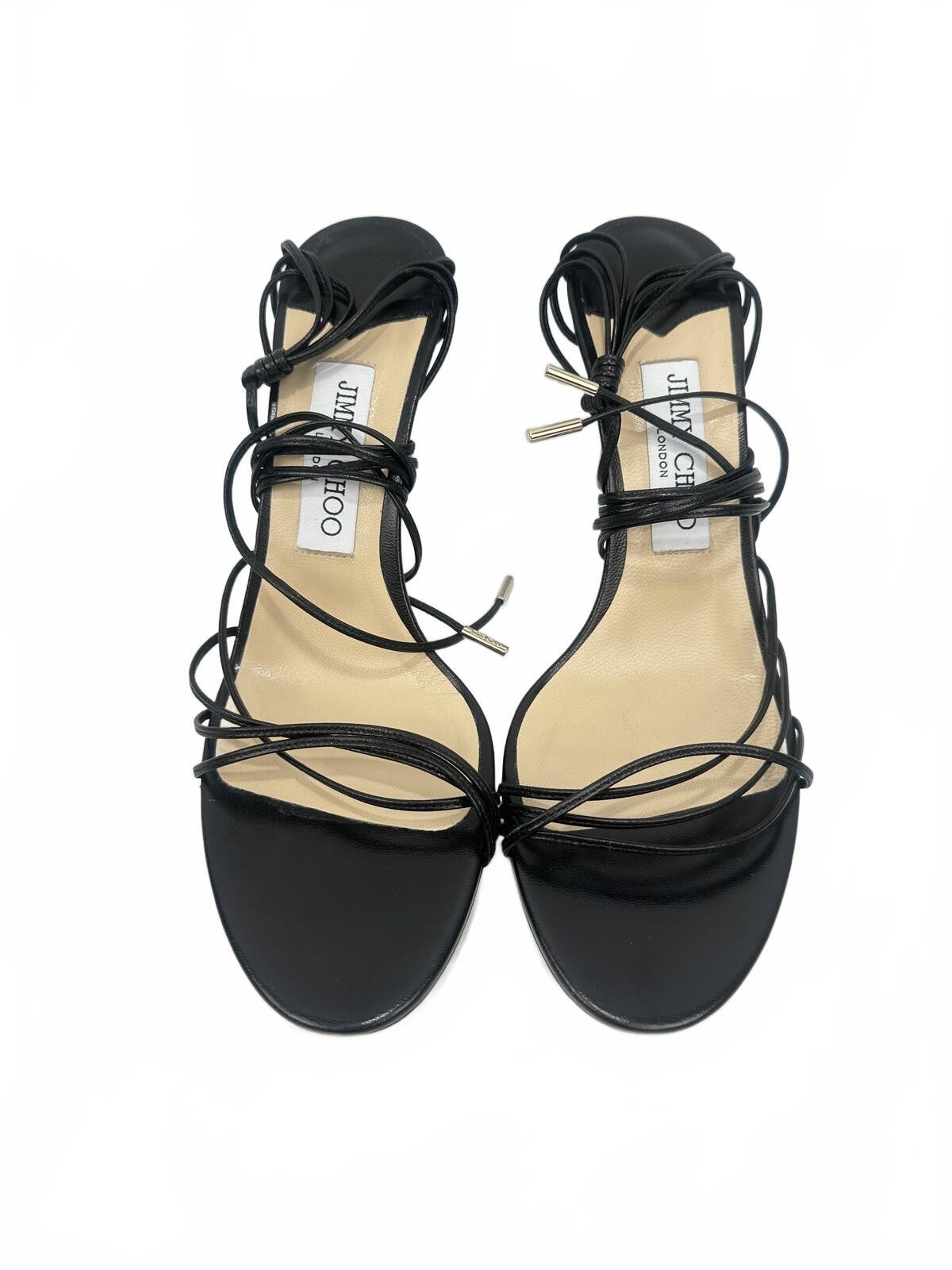 Jimmy Choo Black Leather Lace-Up Strappy Stiletto Sandal EU 39 - photo 4