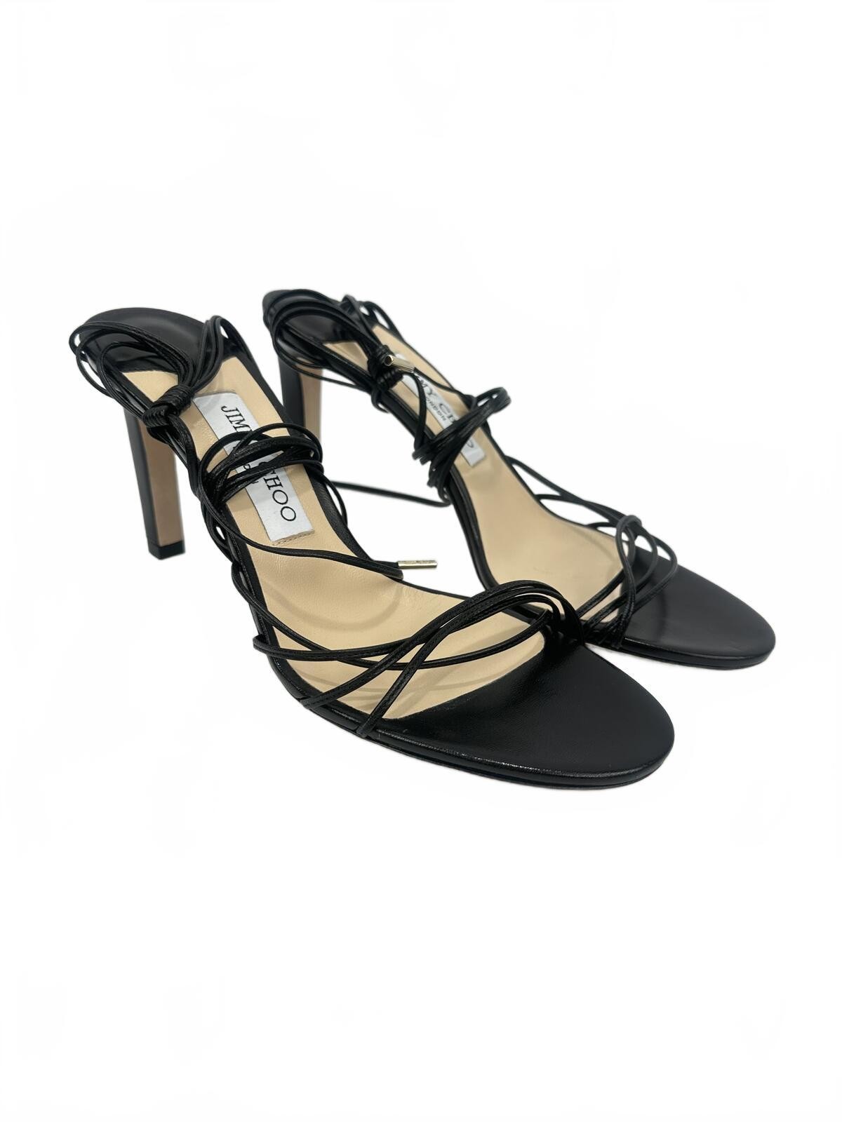 Jimmy Choo Black Leather Lace-Up Strappy Stiletto Sandal EU 39 - photo 5