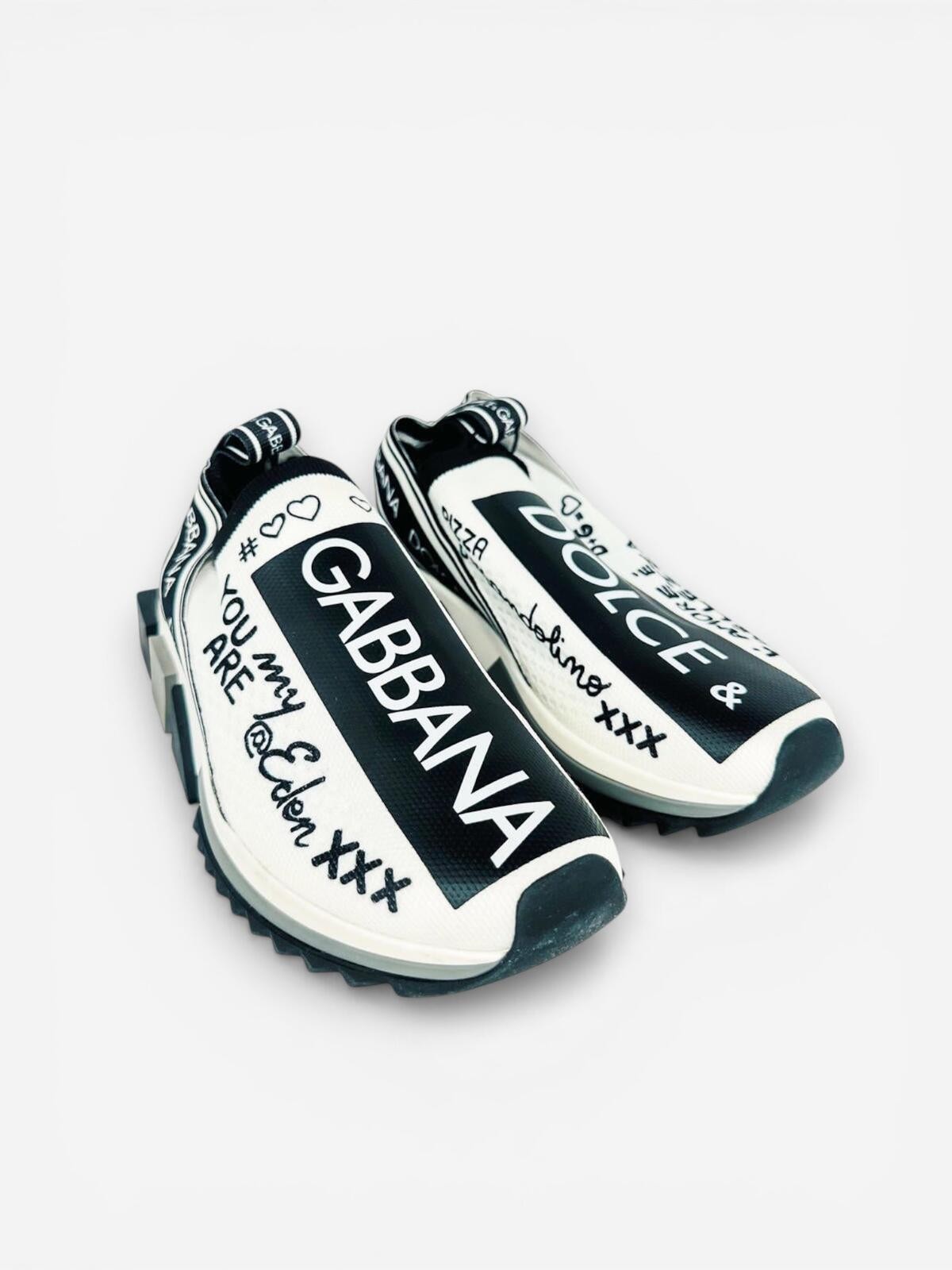 Dolce & Gabbana Sorrento Graffiti Slip-On Sneaker White Black EU - photo 2