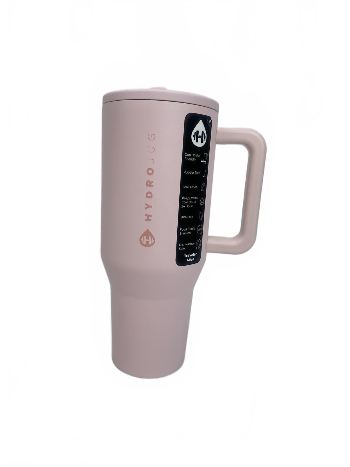 NIB HydroJug Traveler 40oz Tumbler Pink Sand Leakproof Travel Mu