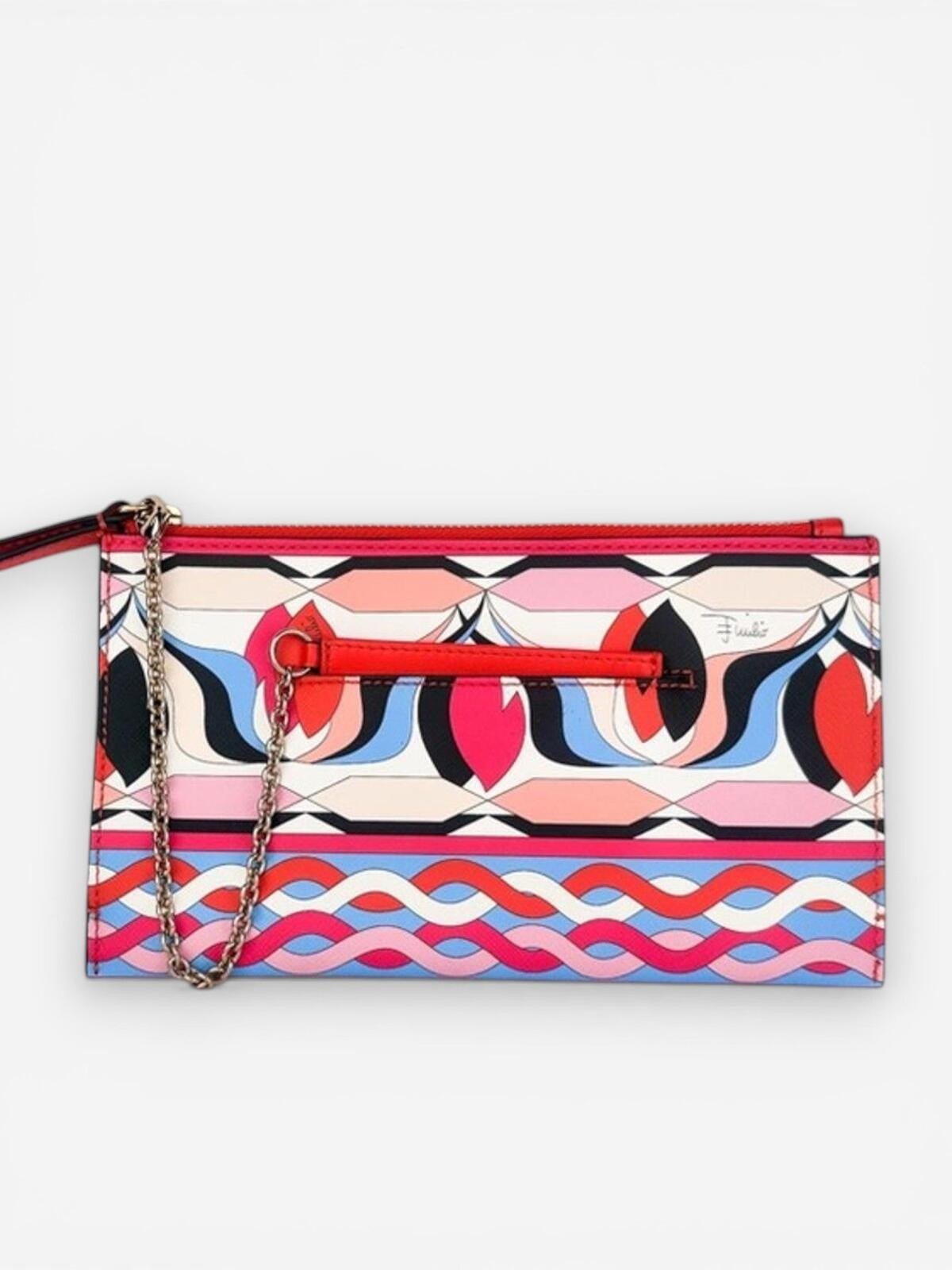 Pucci Iconic Geometric Print Leather Wristlet Pouch Card Holder - photo 3