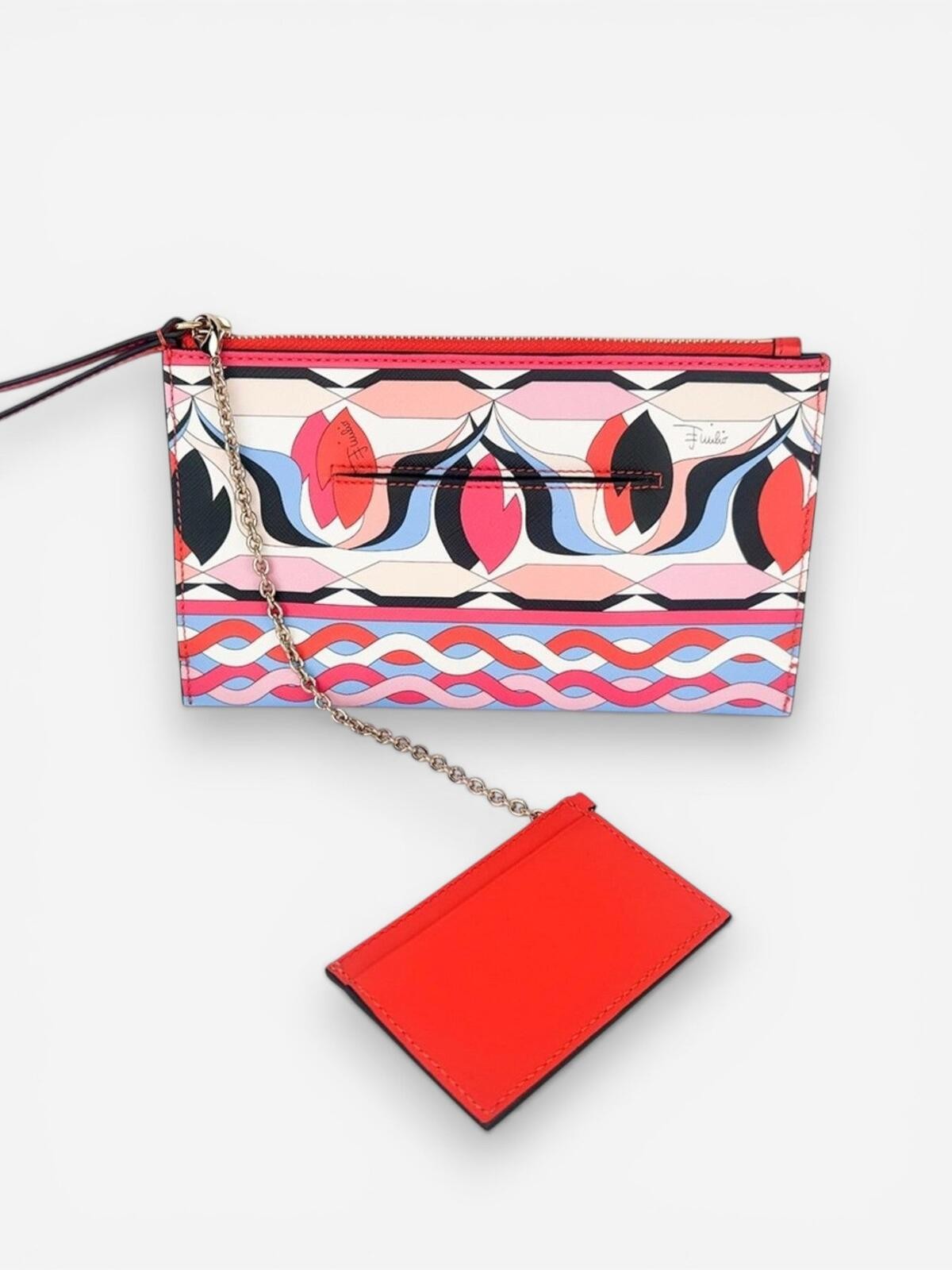 Pucci Iconic Geometric Print Leather Wristlet Pouch Card Holder - photo 4