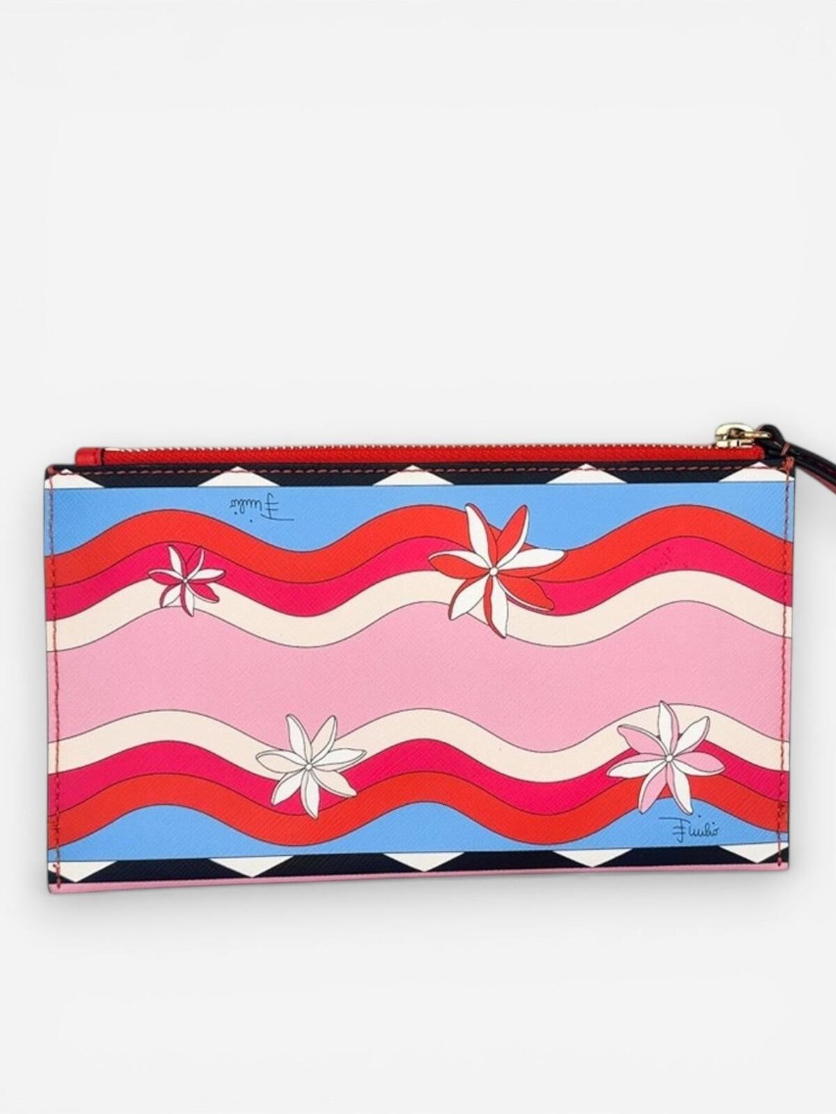 Pucci Iconic Geometric Print Leather Wristlet Pouch Card Holder - photo 5