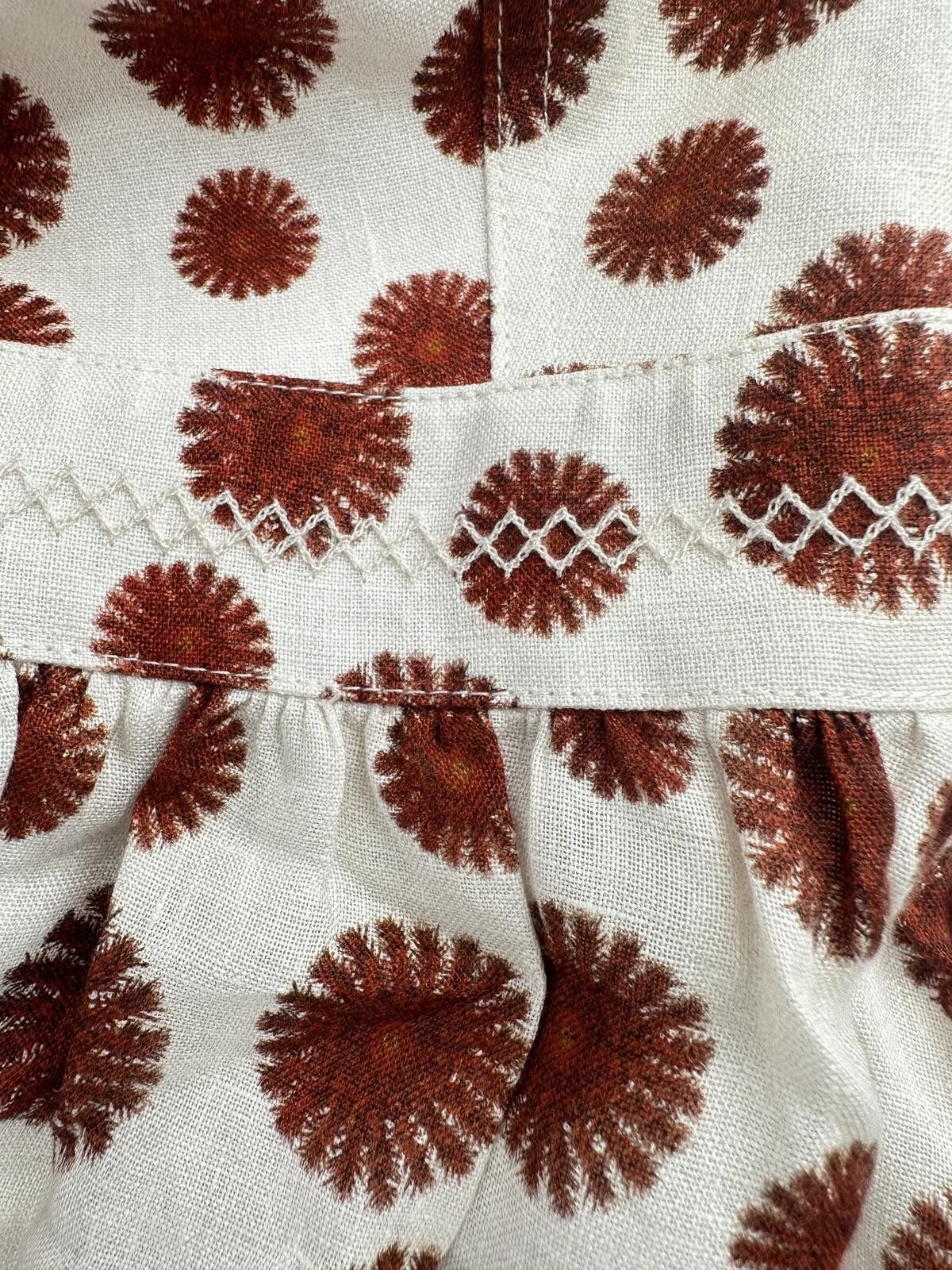 Agua Bendita Acacia Bustier Linen Midi Dress White Red Print L - photo 4