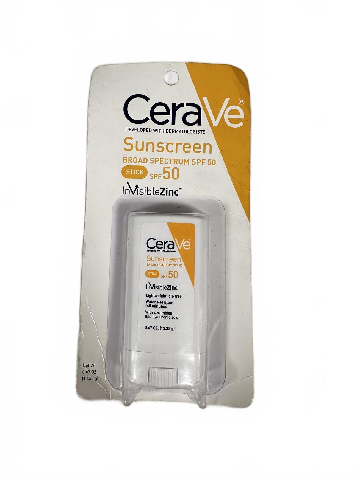 CeraVe Invisible Zinc Sunscreen Stick SPF 50 0.47 oz NIB