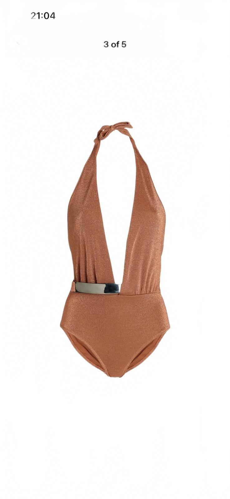 MOEVA Bridget Halterneck One-Piece Swimsuit Metallic Bronze Brow - photo 3