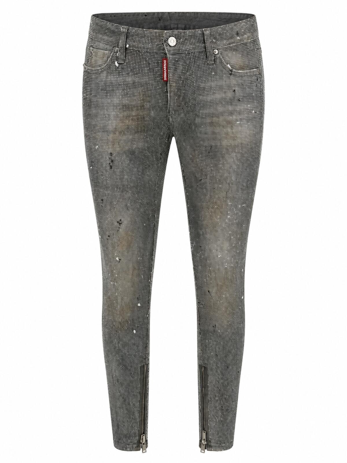 Dsquared2 Medium Waist Skinny Jean Crystal Embellished Grey IT38